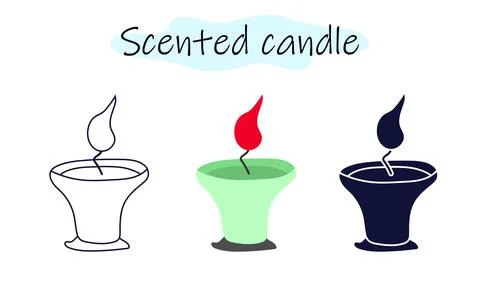 An aromatic candle in the shape of a cup with a burning flame. Vector 스톡 일러스트
