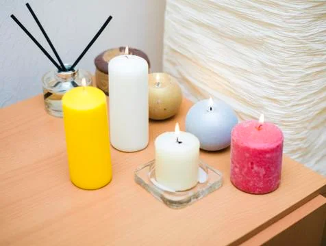 Aromatic Candles On A Table Фото