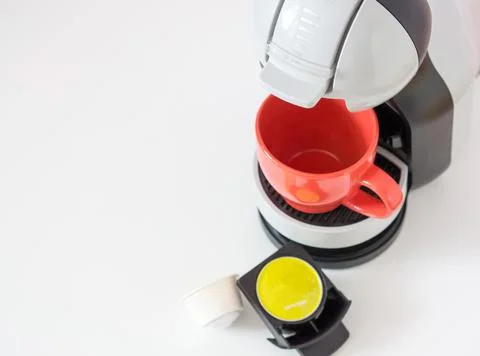 Aromatic cappuccino from a capsule coffee machine Stock Photos