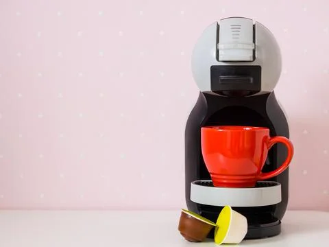 Aromatic cappuccino from a capsule coffee machine Stock Photos