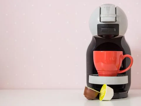 Aromatic cappuccino from a capsule coffee machine Stock Photos