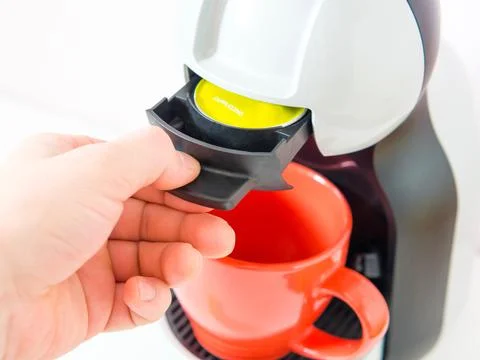Aromatic cappuccino from a capsule coffee machine Stock Photos