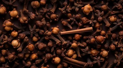 Aromatic Cloves Spice Horizontal Background. Stock Illustration