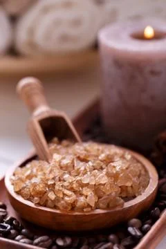 Aromatic coffee bath salt Stock Photos