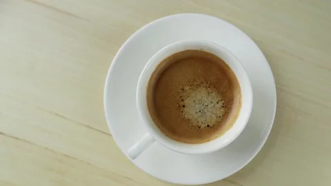 Aromatic coffee in a cup for breakfast Stock Footage 163595213