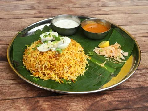 Aromatic delicious Egg Biryani - Basmati rice cooked with masala spices and s Stock Photos