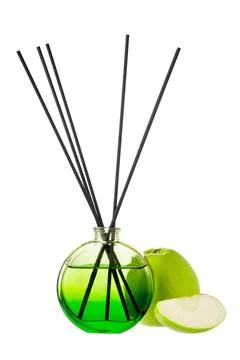 Aromatic diffuser with apple scent isolated on white Foto stock