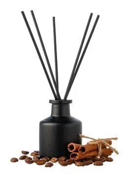 Aromatic diffuser with cinnamon scent isolated on white Foto stock