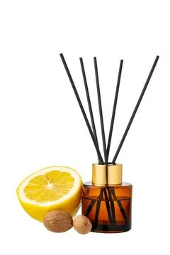 Aromatic diffuser with citrus lemon scent isolated on white Foto stock