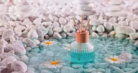 Aromatic diffuser fragrance with refreshing and aquatic scent. Stock Footage 337372966