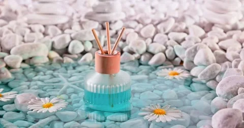 Aromatic diffuser fragrance with refreshing and aquatic scent. Stock Footage 345459549