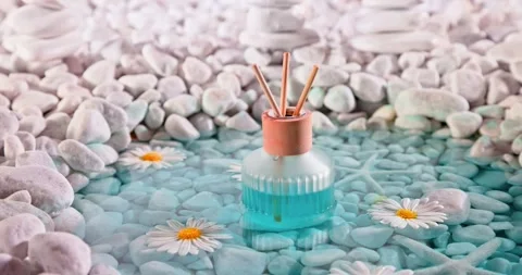 Aromatic diffuser fragrance with refreshing and aquatic scent. Stock Footage 346060145