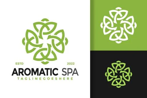 Aromatic Flower Spa Logo Design Vector Illustration Template Stock Illustration