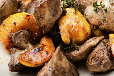 Aromatic fried liver Stock Photos