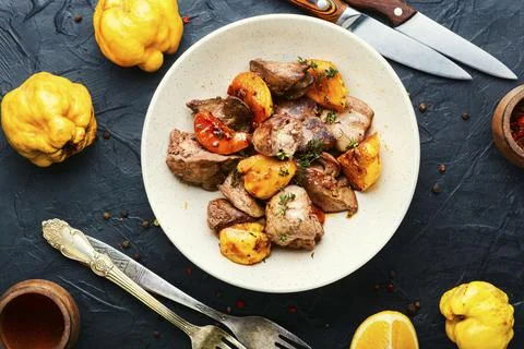Aromatic fried liver Stock Photos