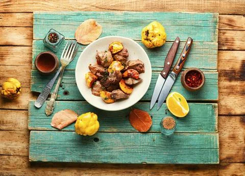 Aromatic fried liver Stock Photos