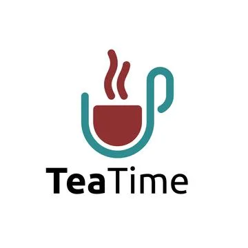 Aromatic Hot Tea Time Break Drink in Cup Logo Template Stock Illustration