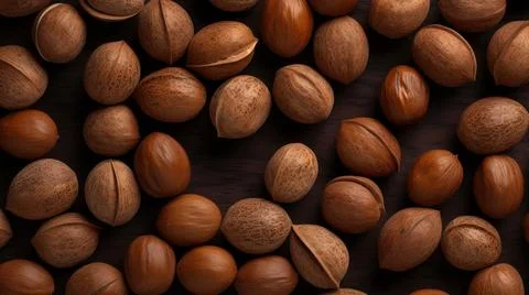 Aromatic Nutmeg Spice Horizontal Background. Stock Illustration