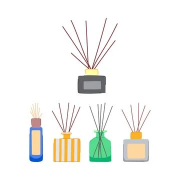 Aromatic reed diffusers creating refreshing home scents 库存插图
