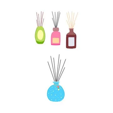 Aromatic reed diffusers spreading comforting home fragrance Stock Illustration