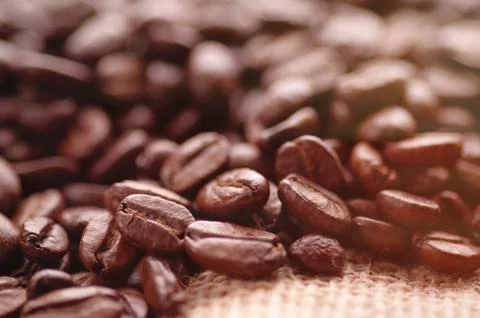 Aromatic roasted coffee  background close up Foto stock
