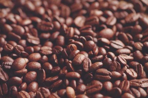 Aromatic roasted coffee  background close up Foto stock