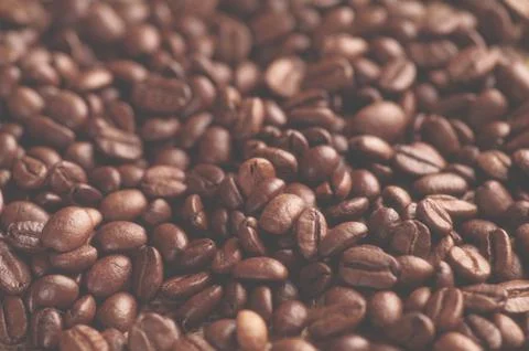 Aromatic roasted coffee  background close up Foto stock