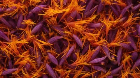 Aromatic Saffron Spice Horizontal Background. Stock Illustration