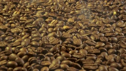 Aromatic smoke comes out from roasting coffee. Stock Footage 171647221