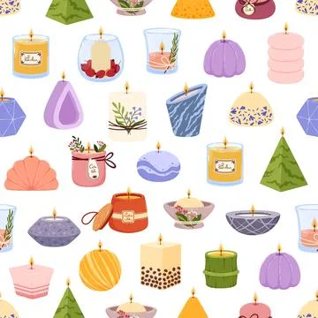 Aromatic SPA candles, seamless pattern background Stock Illustration