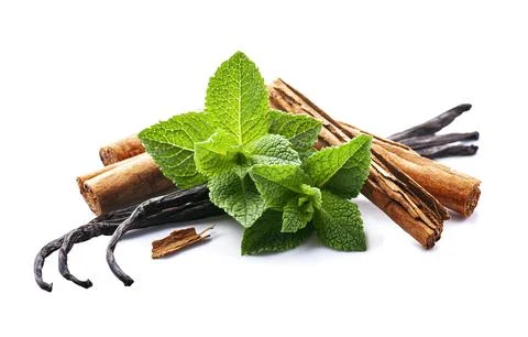 Aromatic spices on white backgrounds. Stock Photos