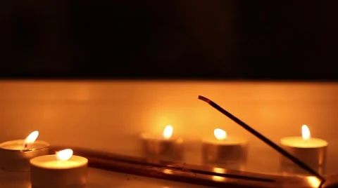 Aromatic sticks with candles Stock Footage 47166846