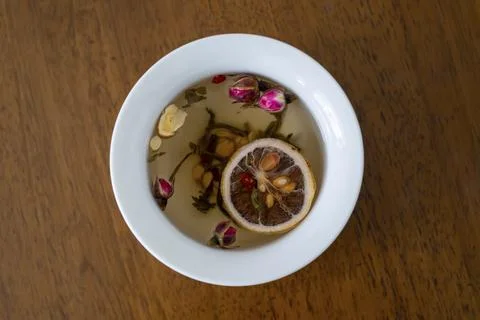 Aromatic tea drinks in ceramic cups Stock Photos