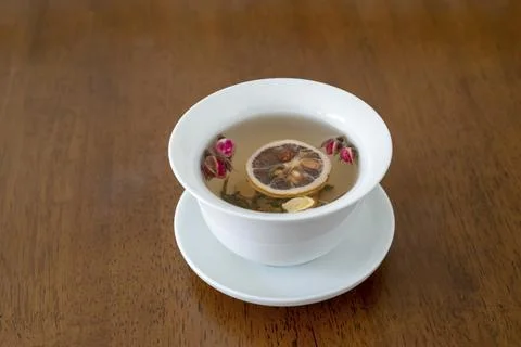 Aromatic tea drinks in ceramic cups Stock Photos