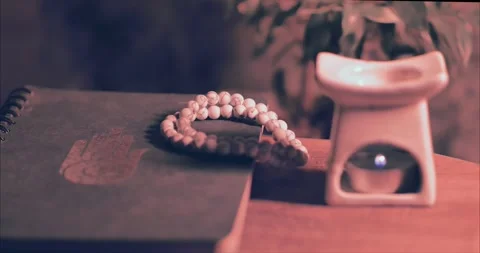 Aromatic white lamp, white beads Stock Footage 258957044