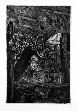 Aron Wassertrum. Hugo Steiner-Prag (Bohemia, Prague, 1880-1945). Germany, 1.. Stock Illustration