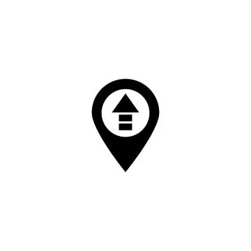 Aroow with location pin icon for navigation and maps Stock Illustration