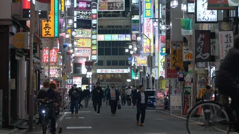 Around 19:30 on weekend Kabukicho is usually full of people but.. 26th April 6 Stock Footage 129215152