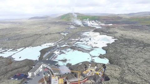 Around the Blue lagoon in Iceland Stock Footage