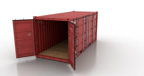 Around cargo shipping container on white background Stock Footage 114165529