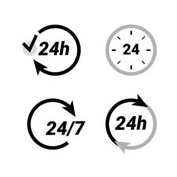 Around clock and daily work schedule, 24 hours service, time line icon. Stock Illustration