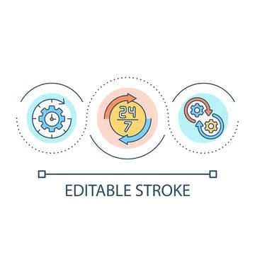 Around clock schedule loop concept icon Stock Illustration