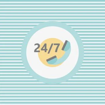 Around the clock, seven days a week color flat icon Stock Illustration