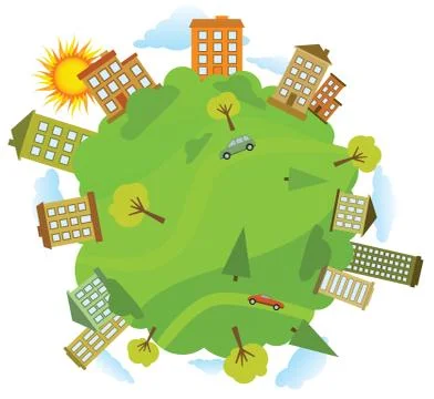 Around the green world Stock Illustration