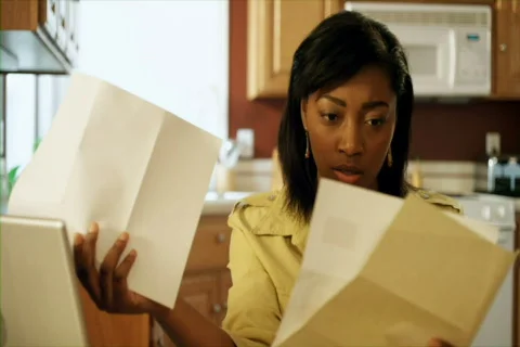 Around The House: Paying The Bills 02 (480p / 29.97) Stock Footage