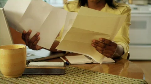 Around The House: Paying The Bills 03 (1080p / 23.98) Stock Footage
