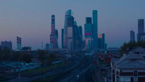 Around Moscow City Stock Footage