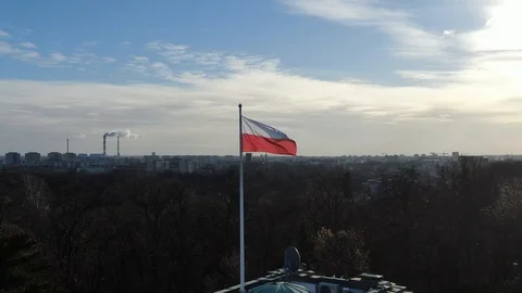 Around Poland Flag Stock Footage 124579757