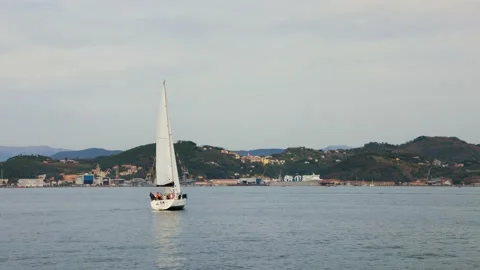 Around the sailing boat Video stock 223259203