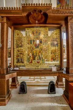 Around view of The Holy Trinity Cathedral of Tbilisi (Sameba) and buildings i Stock Photos